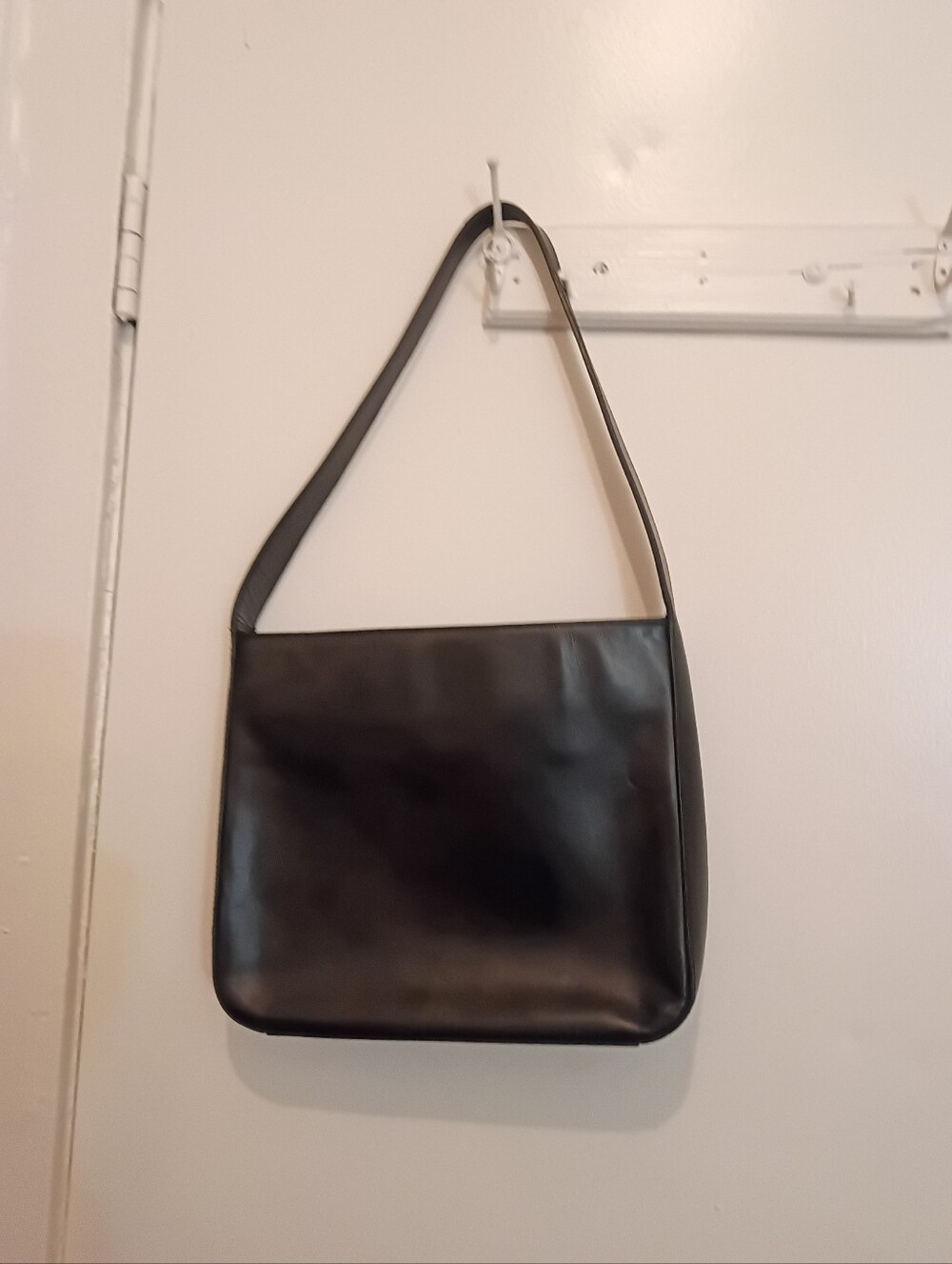 Vintage Ralph Laure Black Leather Flowers Shoulder Rare Bag Purse